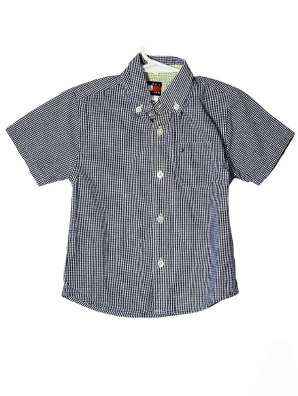 K1027 * Tommy Hilfiger Boys Short Sleeve Button Down Blue White Size 18/24M